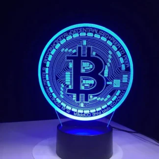 Bitcoin Coin Art-luz nocturna Led acrílica para habitación, luz nocturna decorativa con Sensor táctil, lámpara de noche de mesa 3D que cambia de 16 colores