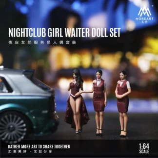 Más arte 1:64 Club Girl camarera muñeca conjunto, conjunto de figuras de acción que simulan el modelo de figura de decoración de resina