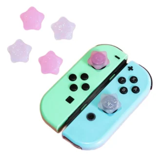 Joystick de silicona con purpurina transparente, tapa de agarre para Nintendo Switch Oled, NS Lite, Joy-con, funda suave ostentosa