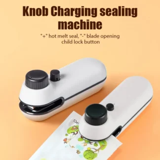 Mini sellador de calor recargable por USB, 2 en 1, con cuchillo cortador, Clip sellador al vacío portátil para bolsa de plástico para aperitivos, almacenamiento de alimentos
