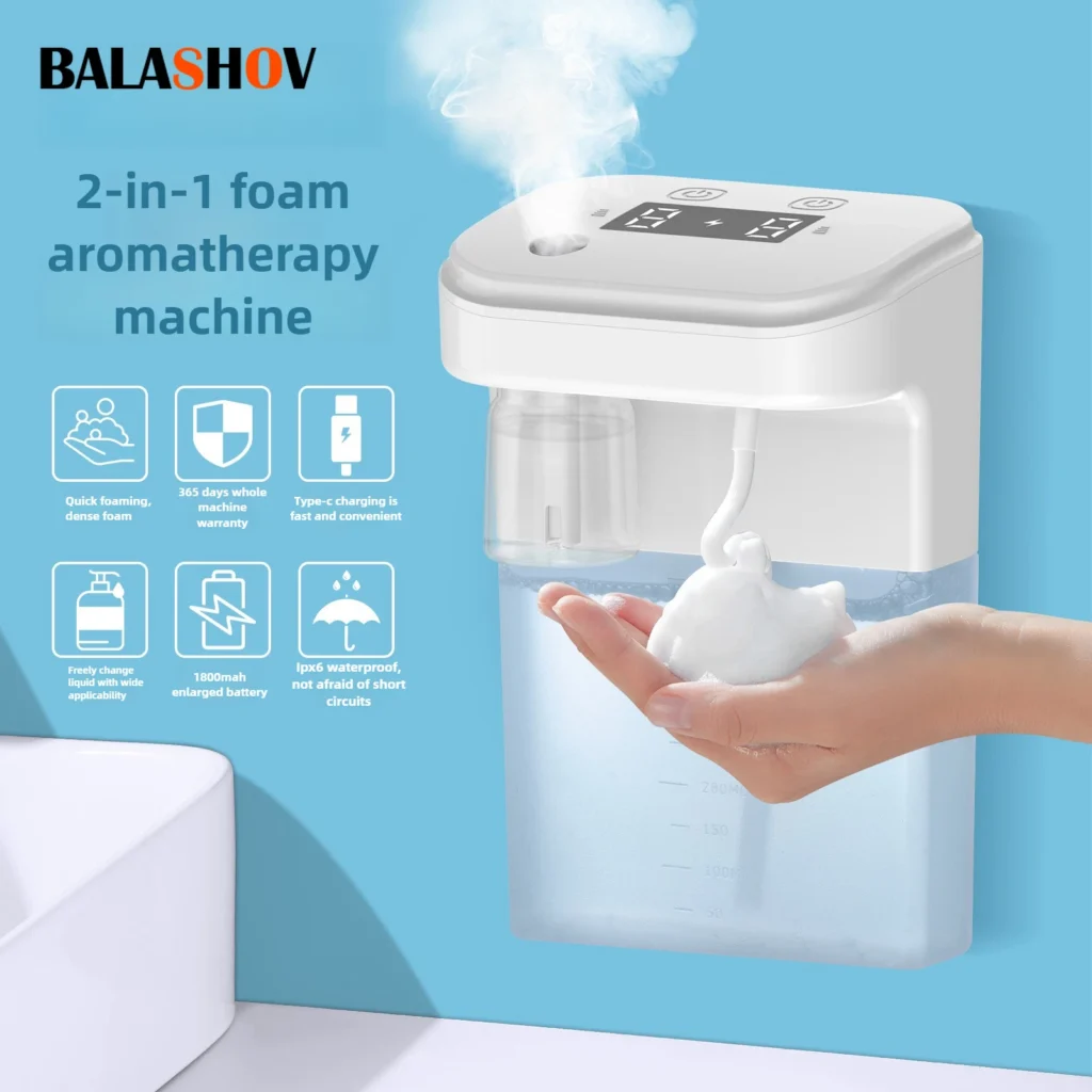 Dispensador automático de jabón, dispensador de espuma 2 en 1, máquina de aromaterapia, burbuja de inducción infrarroja, desinfectante de manos, difusor de fragancia