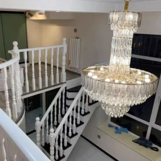 Candelabros de cristal multicapa de lujo, luz posmoderna, lámpara principal para sala de estar, vestíbulo de Hotel europeo, luces redondas de proyecto