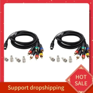 B44C 2 uds 1,8 M RGB/RGBS Cable MINI conector de DIN-9Pin consolas de vídeo para consola de juegos Sega Mega Drive 2 MD2 con adaptador BNC