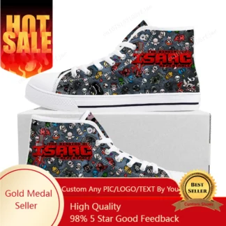 The Binding of Isaac Zapatillas altas Juego de dibujos animados Hombres Mujeres Adolescentes Zapatos de lona de alta calidad Zapatillas casuales hechas a medida