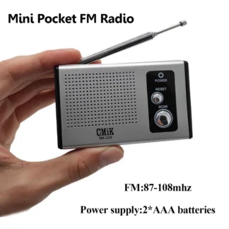 Mini Radio FM de bolsillo, receptor de Radios portátil de alta sensibilidad con antena retráctil alimentada por 2 pilas AAA para personas mayores