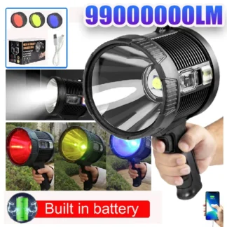 Foco Led recargable de 99000000LM, linterna grande de mano impermeable, focos solares más potentes para exteriores, reflector