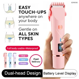 Cuchillo de afeitar indoloro portátil 2 en 1 para mujer, afeitadora de pelo con parte privada, depiladora, recortadora de Bikini, maquinillas de afeitar eléctricas