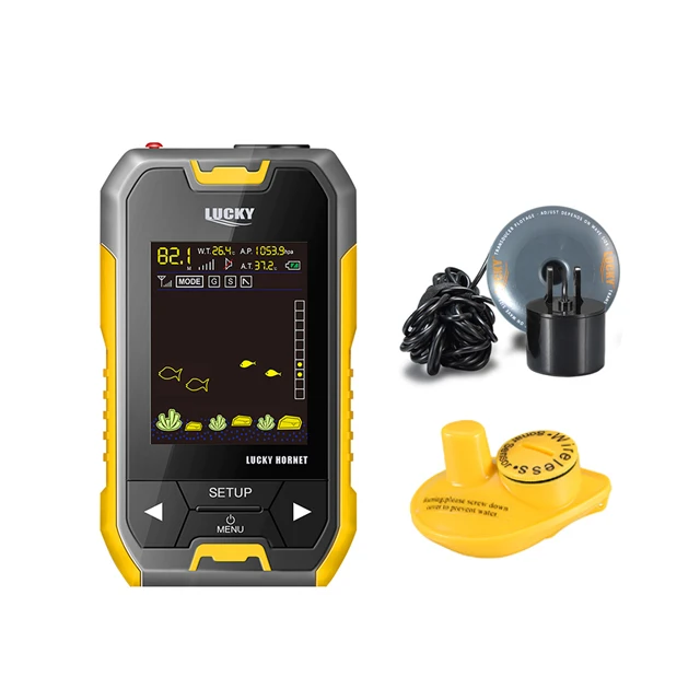 Buscador de peces de mano Lucky FL218TPA-WT pantalla icónica de colores Sensor inalámbrico y transductor buscador de peces de doble uso Equ de pesca