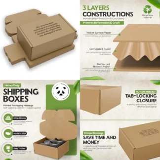 Cajas de zapatos de cartón medianas y resistentes para envío - Cajas de correo corrugadas de 12x9x4,125 pulgadas con tapas autoselladas