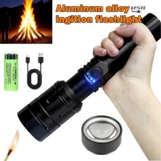 Linterna ultrapotente, linterna de encendido concentrado, lámpara táctica militar impermeable, antorcha de aventura para acampar al aire libre