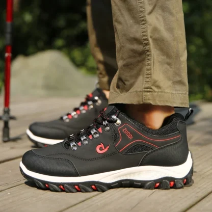 Zapatos para caminar para hombre de las cuatro estaciones, zapatos deportivos con superficie de cuero impermeables y antideslizantes, zapatos para correr al aire libre para acampar y caminar