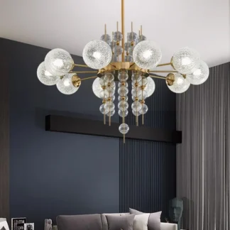 Candelabro de techo de burbujas de cristal mate, iluminación LED regulable moderna, lámpara colgante, Lustre Para Sala de Estar