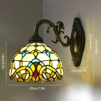 Aplique de pared estilo Tiffany Retro, lámpara de cristal Vintage, Base E27 para dormitorio y sala de estar
