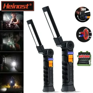 Luz de trabajo giratoria multifuncional, linternas recargables USB con gancho magnético, ideal para inspección de reparación de automóviles y emergencia
