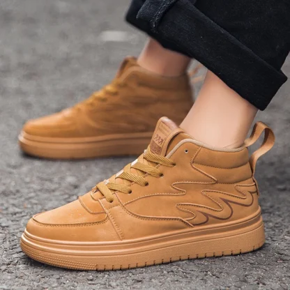 Zapatillas altas marrones para Hombre, zapatos de Skateboard de calidad con plataforma, calzado informal de diseñador para Hombre, Zapatillas para Hombre