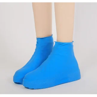 Par de cubiertas de zapatos desechables de látex, Unisex, impermeables, elásticas, azules, talla S, antideslizantes, para botas de nieve y lluvia, cubierta antideslizante para zapatos