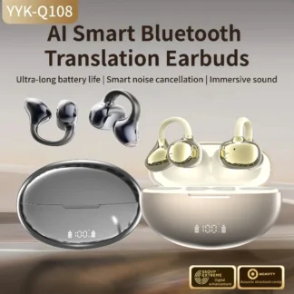 Q108 AI traducción auriculares con Clip para la oreja Bluetooth 6,1 auriculares inalámbricos reducción de ruido deportes HD llamada táctil auriculares