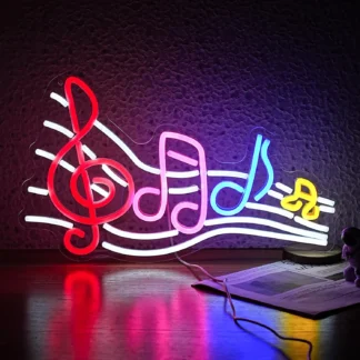 Letrero de neón con nota de personal Musical, luz Led de neón musical para decoración de pared, estudio de música, aula, fiesta, Bar, dormitorio, sala de juegos, cueva de hombre