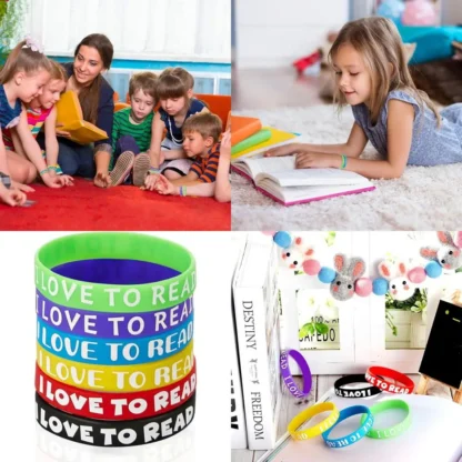 Pulseras inspiradoras de silicona para entusiastas de la lectura: recompensas vibrantes en el aula y recuerdos de fiesta