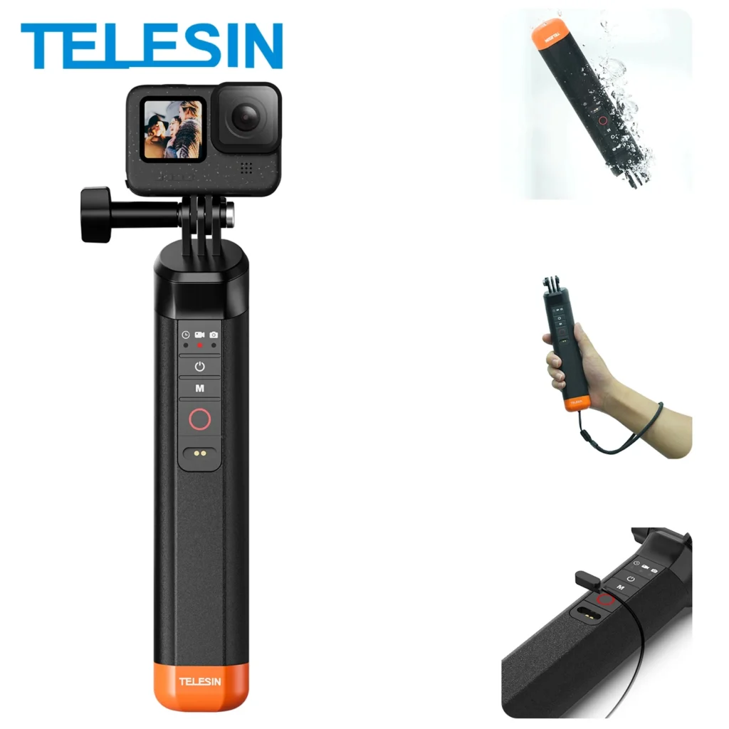 Barra de flotabilidad TELESIN, palo de Selfie resistente al agua con correa de mano, Control remoto inalámbrico para Gopro Hero 9 10 11 12 13