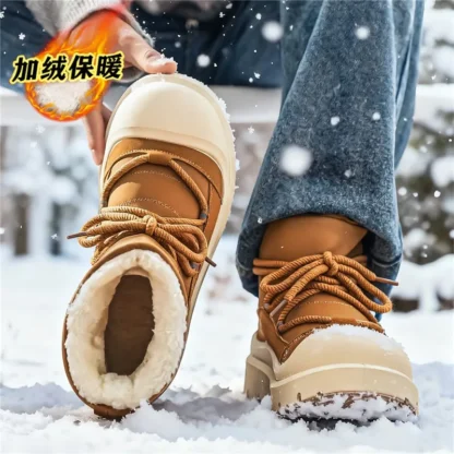 Zapatos de hombre, botas de nieve impermeables de felpa gruesa de invierno, zapatos cálidos de algodón para hombre, botas antideslizantes informales para exteriores, botines altos
