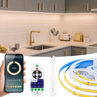 Tira de luces LED COB inalámbrica con Bluetooth, 24V, Control por aplicación de teléfono, cinta LED lineal regulable para habitación, cocina, iluminación ambiental
