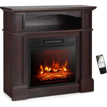 32 Chimenea eléctrica con repisa y control remoto para calefacción de salón o dormitorio Diseño independiente con fla ajustable