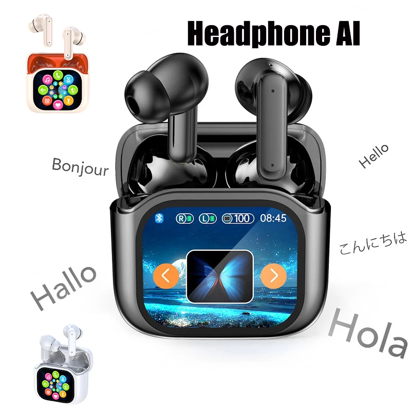 Auriculares Bluetooth con traducción inteligente AI, cascos con pantalla LCD, reducción de ruido, inalámbricos, digitales, con batería de larga duración