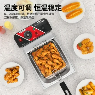 Freidora eléctrica comercial Chigo de 220V, tanque doble individual para patatas fritas de pollo, Donuts, puesto de comida, máquina de aperitivos AB