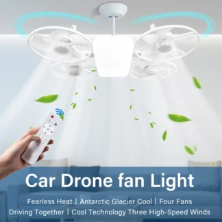 2 en 1 LED E27 ventilador de techo AC 110-220V con control remoto 3 temperatura de color 3 velocidades regulable ajustable para dormitorio hogar restaurante