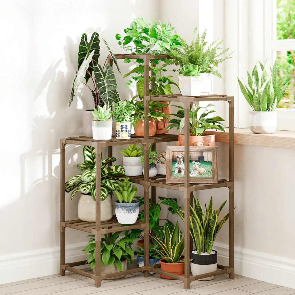 Bamworld-soporte para plantas, estante interior, mesa esquinera para exteriores, soporte para 7 macetas para sala de estar, múltiples plantas, Patio, balcón, decoración de jardín