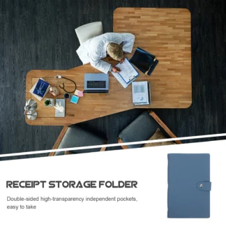 Álbum de facturas, chequera de negocios, Material de PVC PU reutilizable, almacenamiento de facturas de oficina portátil, organizador de recibos, carpeta de documentos