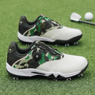 Nuevo Zapatos de golf para hombres y mujeres con hebillas giratorias automáticas y picos extraíbles para entrenamiento