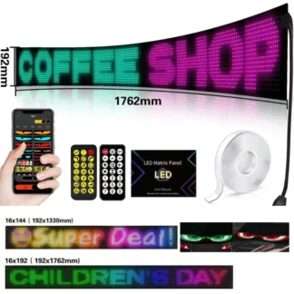 Panel de píxeles de matriz LED, señales LED de publicidad brillantes, USB Flexible, 5V, Bluetooth, Control por aplicación, pantalla de coche, decoración del hogar para EE. UU./Reino Unido