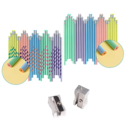 120 lápices y 8 sacapuntas, lápices gruesos y grandes, lápices gigantes grandes con borradores para principiantes, regalos, útiles escolares