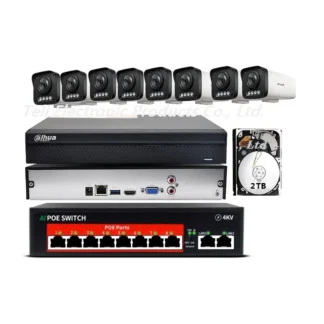 Sistema de 8 cámaras CCTV de alta calidad, Audio de visión nocturna de 4mp, interruptor Poe de 8 puertos NVR H265, cámara IP CCTV de 2TB para exteriores