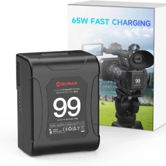 Moman V-Mount Battery Power 99 Cámara bettert Mini V Lock Baterías 99Wh 15A Hasta 200WDraw con salidas D-Tap y USB-C duales de 65W