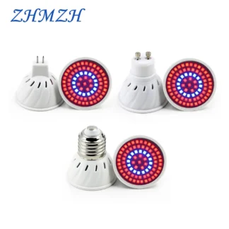 Lámpara de cultivo de espectro completo para jardín interior, luces E27, E14, MR16, GU10, 220V, 110V, 5W, 6W, 8W, 60LED, 80led