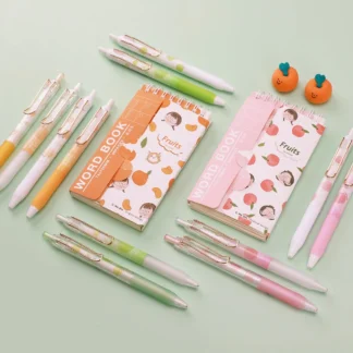 Juego de bolígrafos de Gel para fiesta de frutas, bolígrafo de 0,5mm, naranja, verde, Color negro, papelería, oficina, escuela, suministros de escritura, F288, 2 uds.