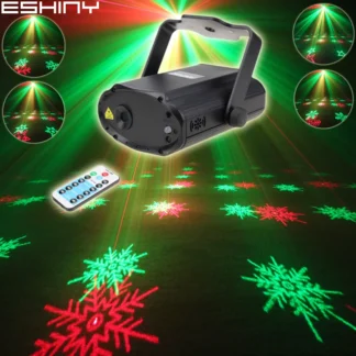 ESHINY-proyector láser remoto Mini R & G, 6 patrones de copos de nieve, DJ, baile, discoteca, Bar, fiesta en casa, efecto de escenario de Navidad, espectáculo de luces T164D2