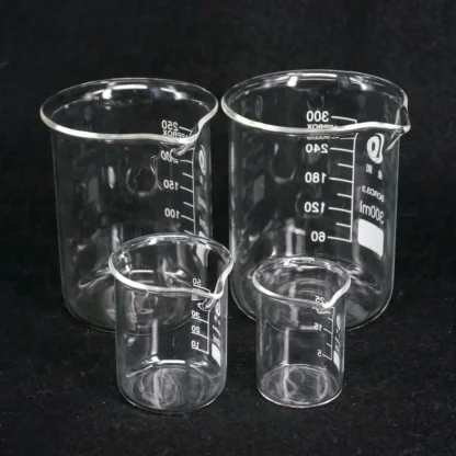Vaso de vidrio de borosilicato de forma baja, laboratorio de química, pared pesada, G3.3, 5/10/25/50ml