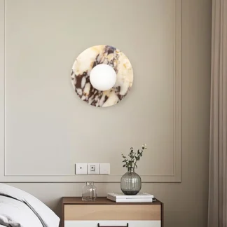 Lámpara de Pared LED Natural Estilo Yellowstone, Decorativa, para Sala de Estar, Cabecera de Cama, Pasillo, con Acabado en Mármol
