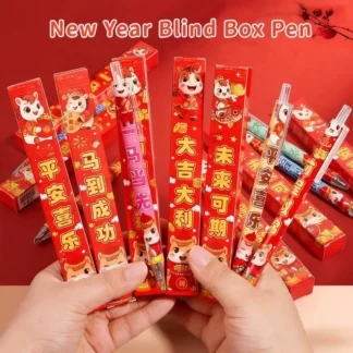 5 Piezas de Bolígrafos Creativos con Diseño de Pony para Año Nuevo, Bolígrafos de Tinta Negra de 0.5mm, Bolígrafos Neutros con Dibujos Animados, Material Escolar para Estudiantes, Regalos