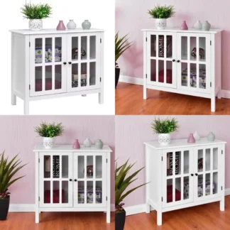 Aparador con puerta de vidrio, mueble de almacenamiento para buffet, mueble de curiosidades para licores, para el hogar, cocina, comedor