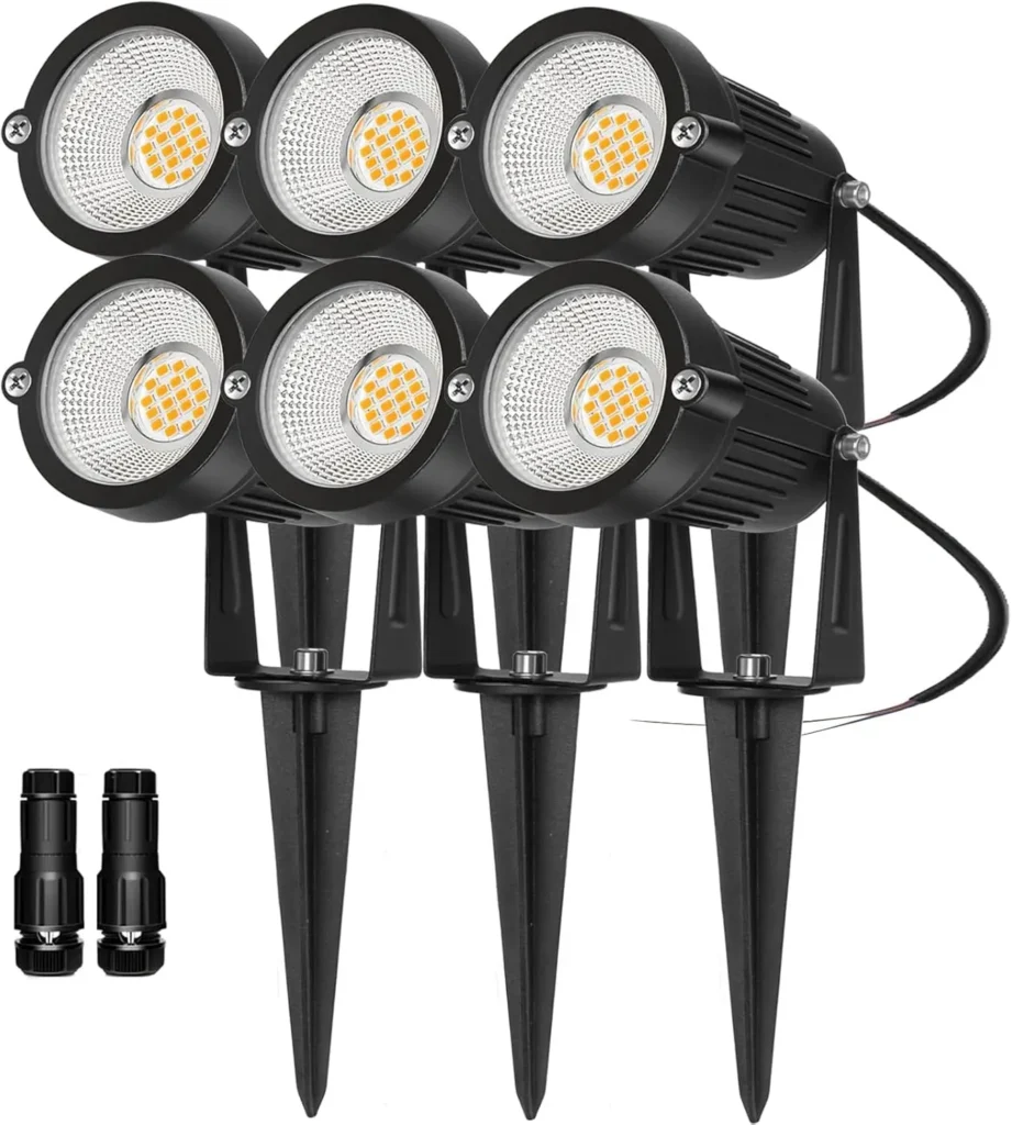 Luces LED para paisaje de exterior de 7W y 700LM, focos blancos cálidos de 12V/24V, resistente al agua IP65, paquete de 6 para camino de jardín