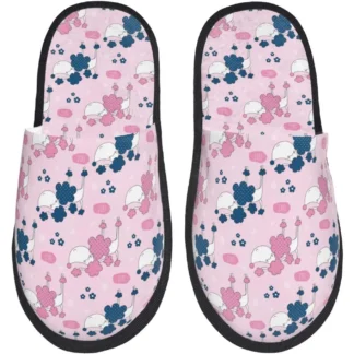 Zapatillas de casa de invierno con estampado de perro caniche de dibujos animados para mujer, pantuflas peludas para interiores y exteriores, zapatillas para invitados para dormitorio, estampado