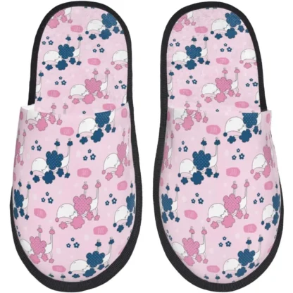 Zapatillas de casa de invierno con estampado de perro caniche de dibujos animados para mujer, pantuflas peludas para interiores y exteriores, zapatillas para invitados para dormitorio, estampado