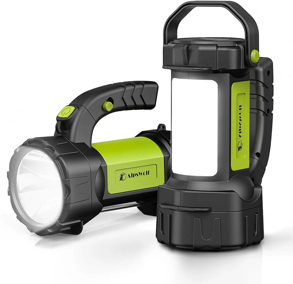 Paquete de 2 linternas de camping recargables, foco de linterna LED de 800LM con batería de 3600mAh para emergencias al aire libre