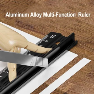 Regla multifuncional de aleación de aluminio: alta precisión, resistente a cortes, agarre antideslizante, protección de penetración de tinta, Gr industrial