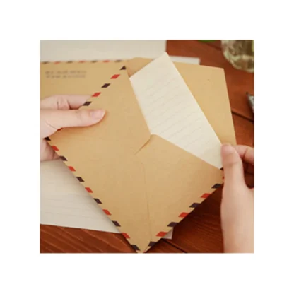 10 Uds. Sobres retro de papel Kraft con patrón de avión marrón y rojo para almacenamiento de postales, sobres biodegradables
